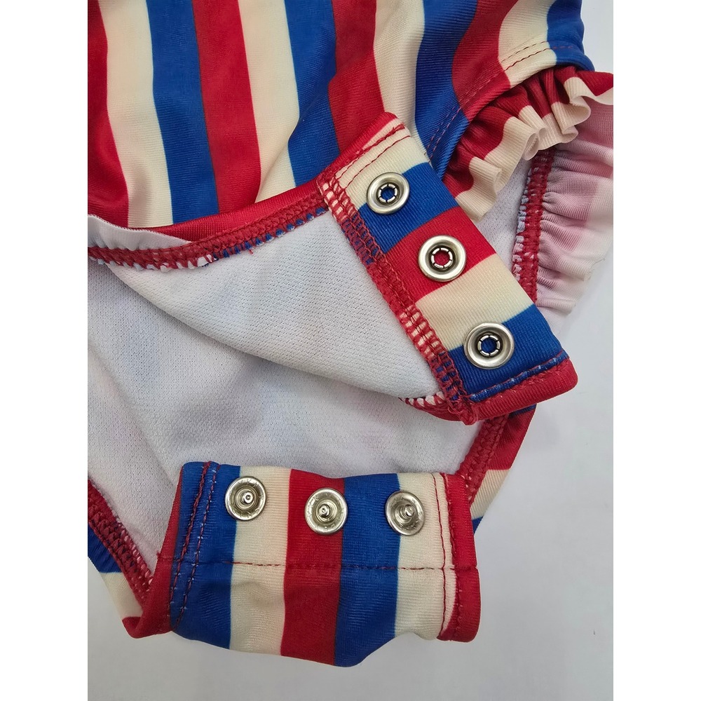 Cat & Jack Girls One Piece Swimsuit Red White Blue Striped UPF 50+ NWT 0-3M - Picture 6 of 8
